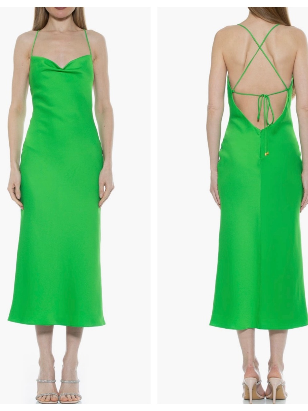 ALEXIA ADMOR Dionee Draped Cowl Neck Midi Dress